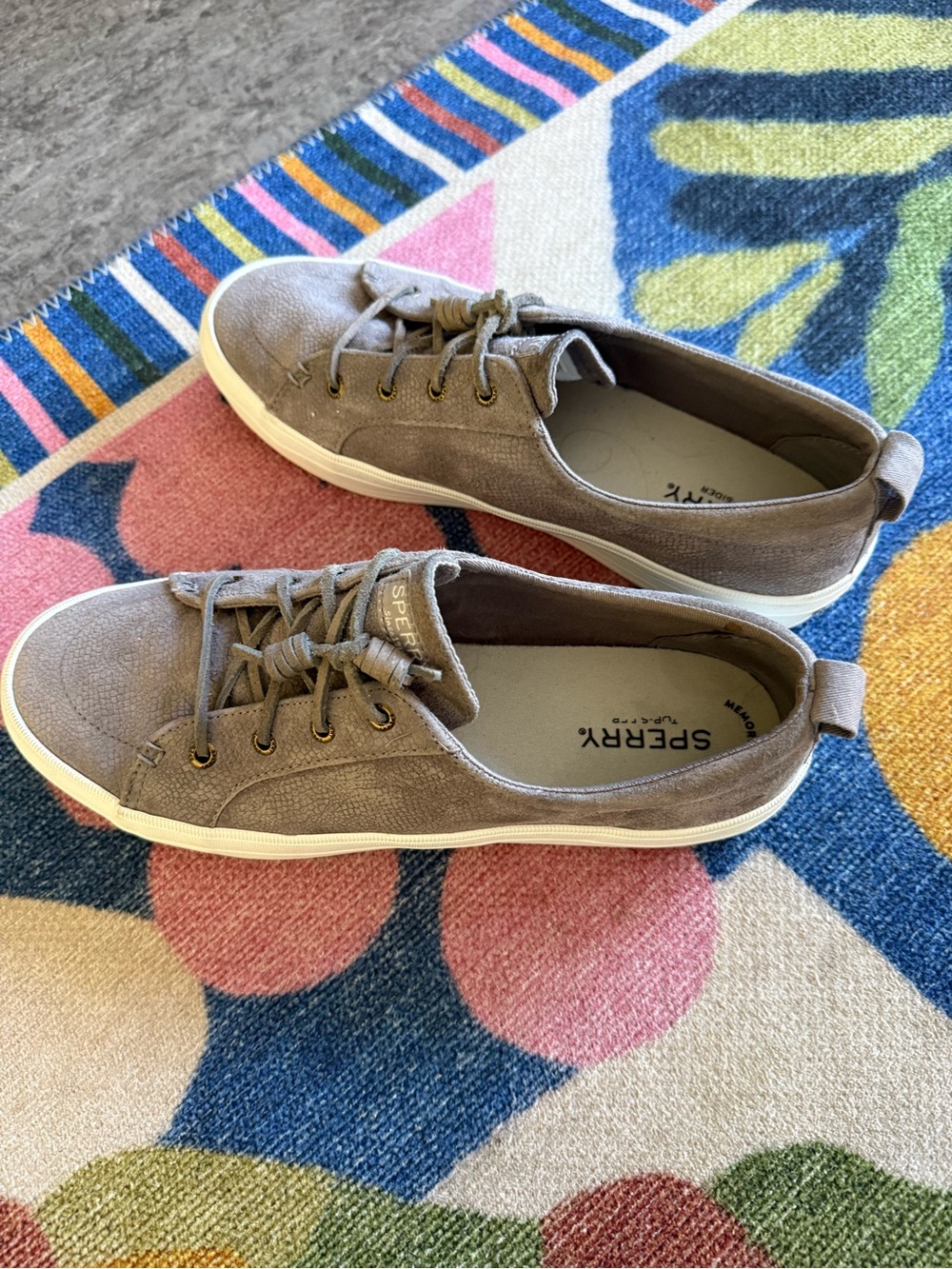 Sperry Gray Leather Lace-Up Sneakers